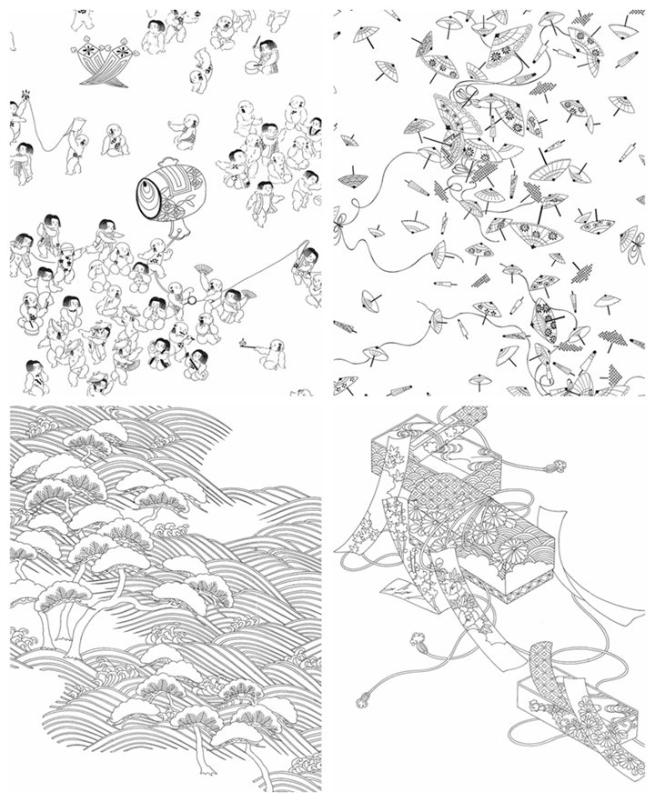 d 315. Kyoto Kimono Patterns Coloring Book Preview Download Kayliebooks