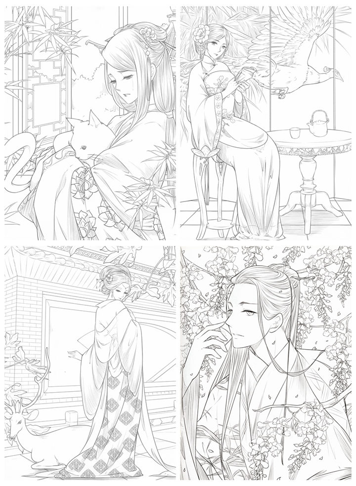 h Chinese Classic Portrait Coloring Book Vol.1 Preview Download Kayliebooks