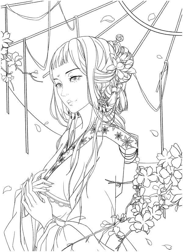 513. Classic Chinese Portrait Coloring Book Vol.15 Preview Download Kayliebooks