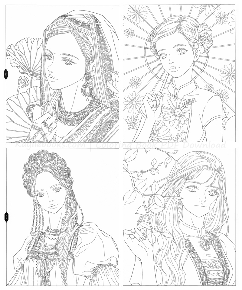 b 600. Girls Around The World Coloring Book Preview Download Kayliebooks