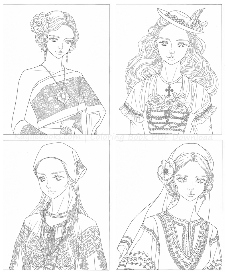 c 600. Girls Around The World Coloring Book Preview Download Kayliebooks