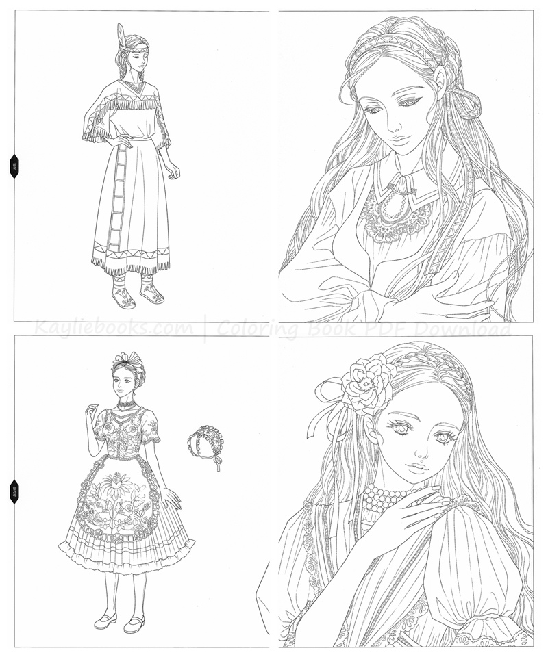 g 600. Girls Around The World Coloring Book Preview Download Kayliebooks