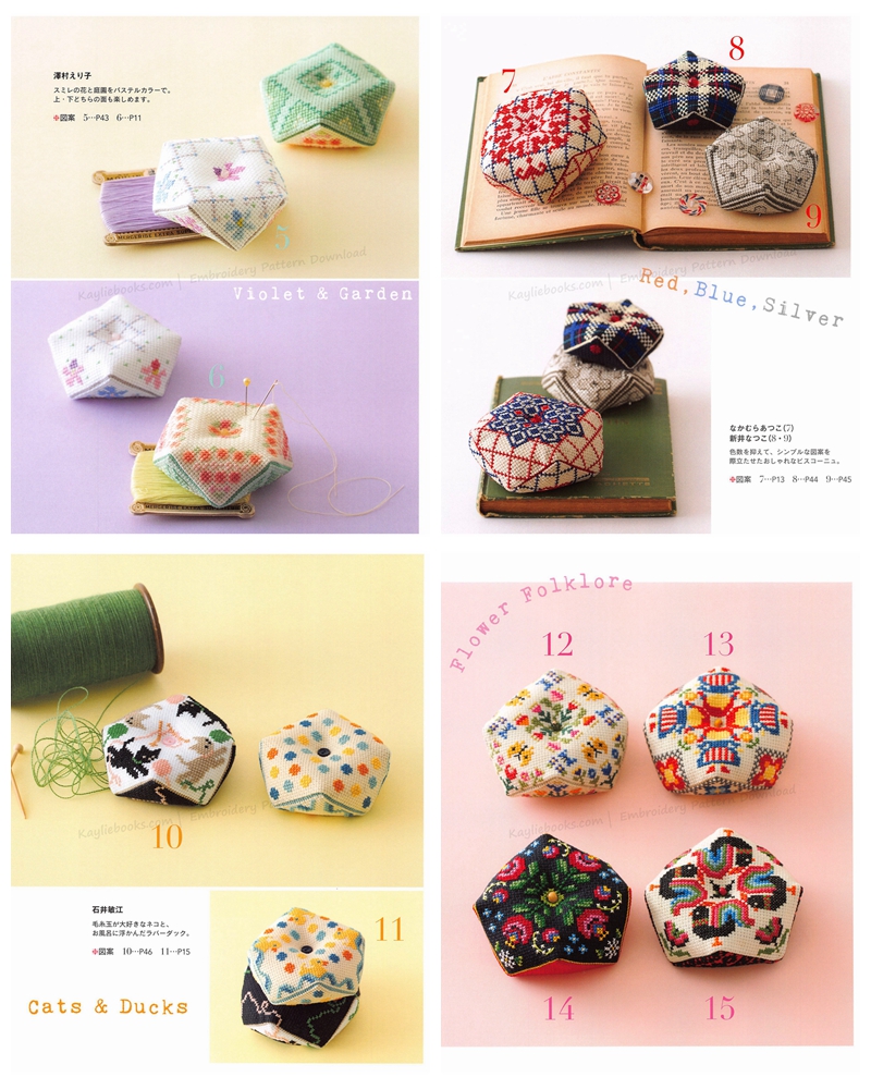 673. 32 Traditional Biscornus Cross Stitch Patterns ~ Lovely French Pin Cushion Designs Preview Download Kayliebooks