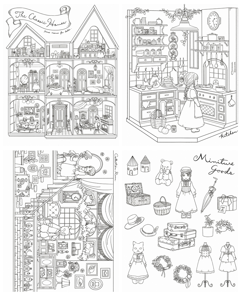 684. Girls Dollhouse Coloring Book ~ Luxury Adult Coloring - Kayliebooks