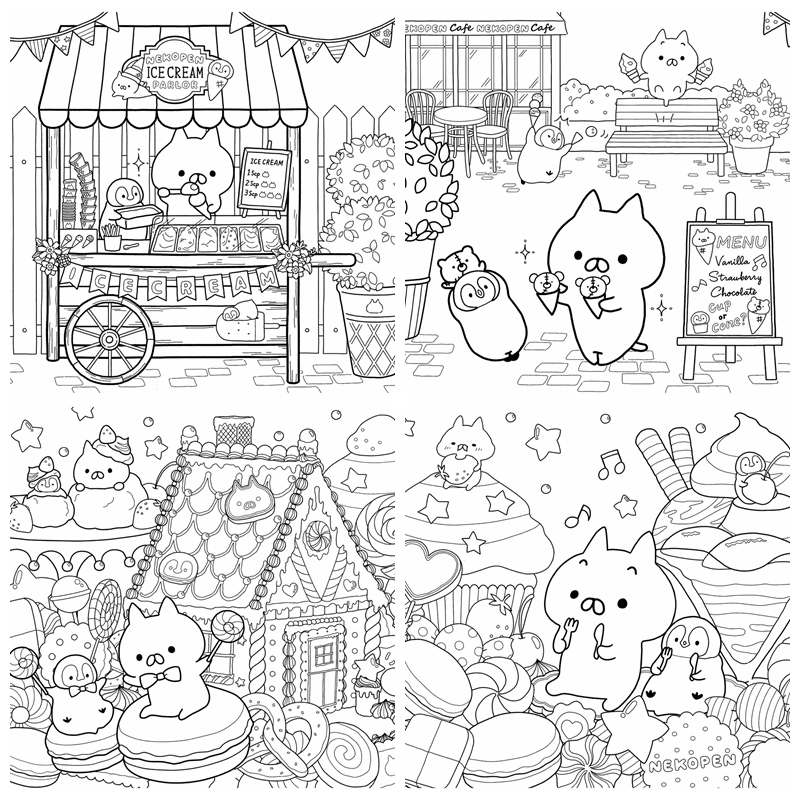 d 725. Mojiji Nekopen Biyori Coloring Book Preview Download Kayliebooks