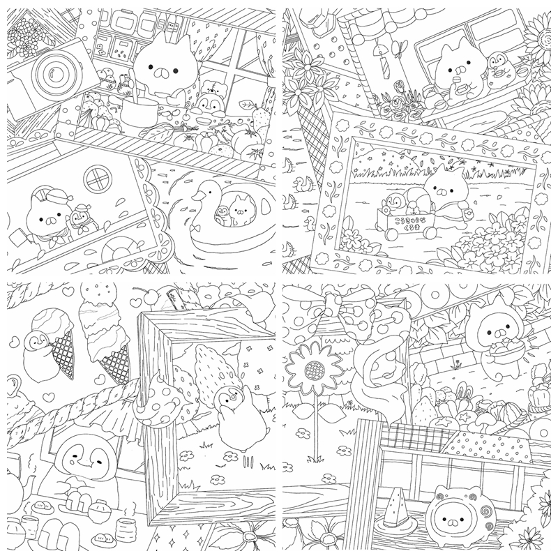 f 725. Mojiji Nekopen Biyori Coloring Book Preview Download Kayliebooks