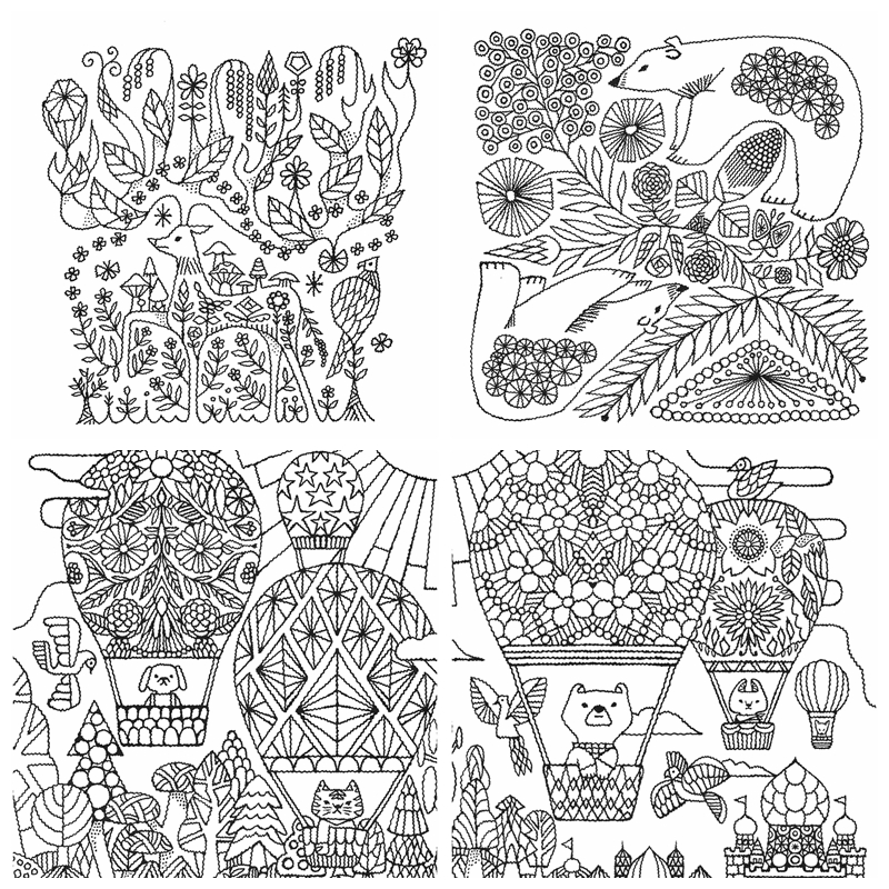 745. Forest Kingdom - Toshiyuki Fukuda Coloring Book Preview Download Kayliebooks