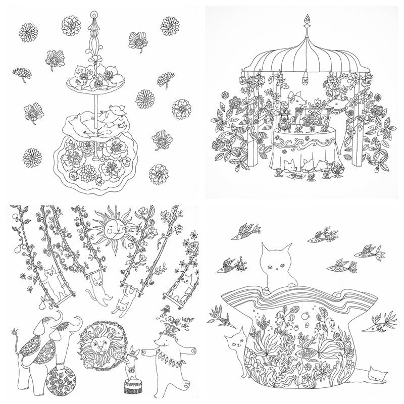 e Miaotopia Flower, Animal and Cat Coloring Pages Preview Download Kayliebooks