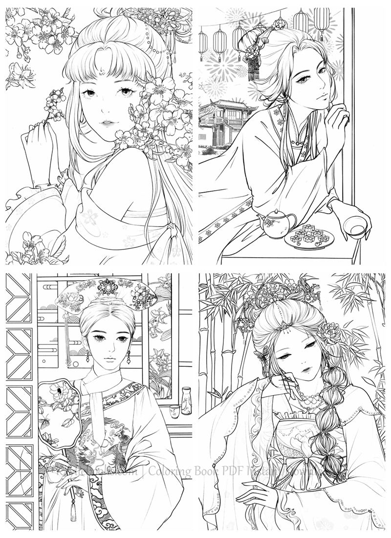 a 883. Dadacat Chinese Portrait Coloring Book Vol.29 Preview Download Kayliebooks