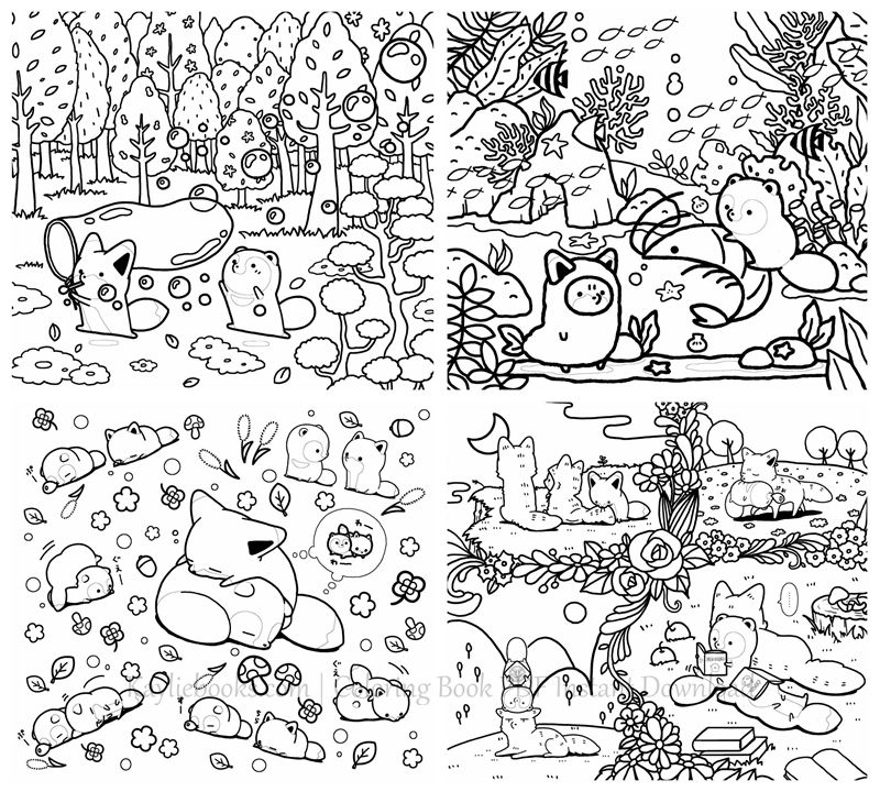 882. Raccoon and Fox Coloring Book ~ Great Adventures For Two Preview Download Kayliebooks