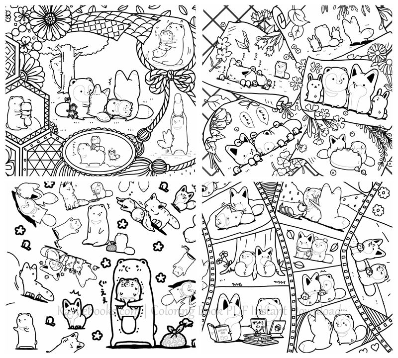 882. Raccoon and Fox Coloring Book ~ Great Adventures For Two Preview Download Kayliebooks