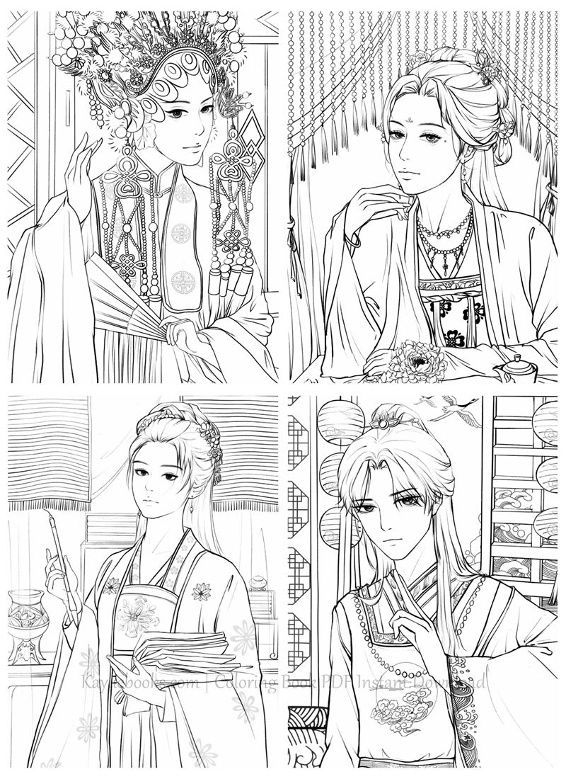 d 883. Dadacat Chinese Portrait Coloring Book Vol.29 Preview Download Kayliebooks