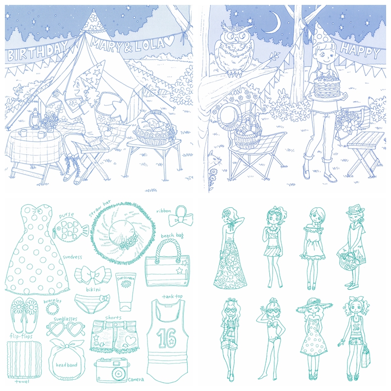 886. Girls Coloring Book Vol. 2 - Daily Life Preview Download Kayliebooks