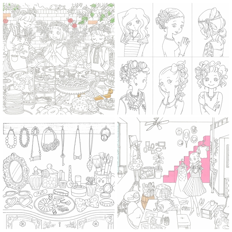 886. Girls Coloring Book Vol. 2 - Daily Life Preview Download Kayliebooks