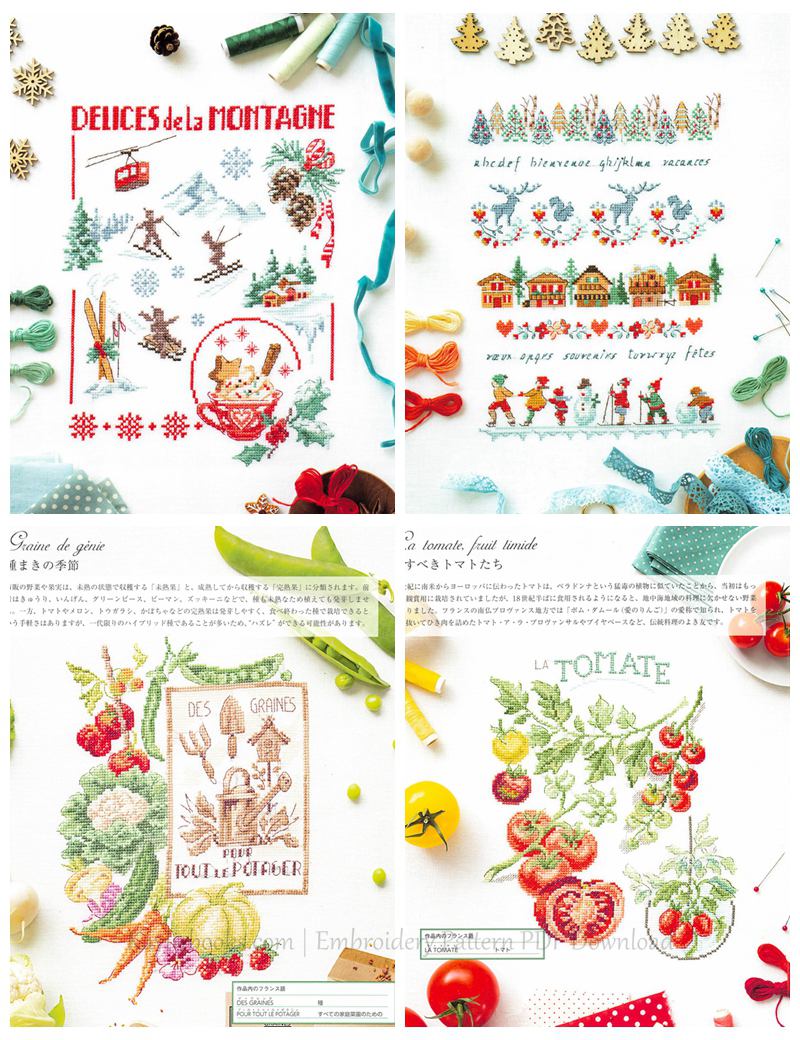 My Vegetable Garden Cross Stitch Design by Veronique Enginger ~ 350 Country Scenery and Veggie Embroidery Patterns Preview Download Kayliebooks
