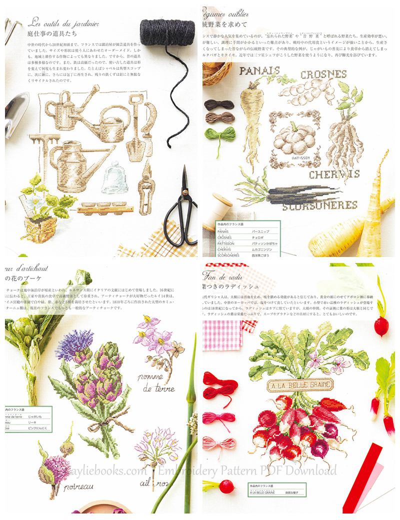 My Vegetable Garden Cross Stitch Design by Veronique Enginger ~ 350 Country Scenery and Veggie Embroidery Patterns Preview Download Kayliebooks