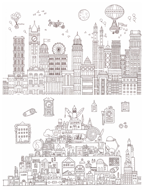 e Fantasy Town Coloring Book that Travels through the Seasons Preview Download Kayliebooks