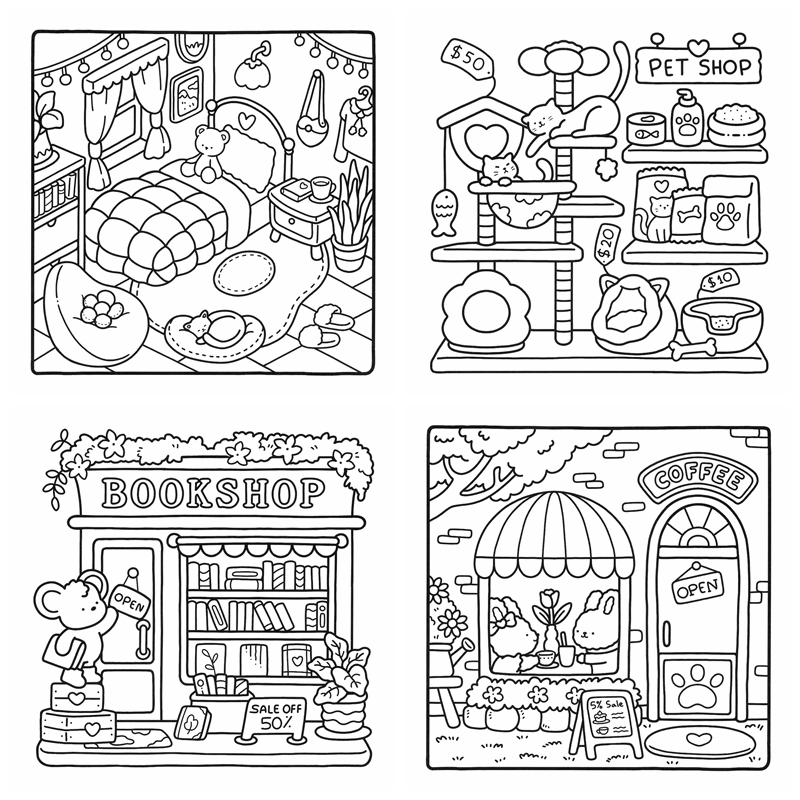 Little Corner Coloring Book Absolute Comfy Coloring Experience 40 