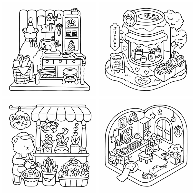 Little Corner Coloring Book Absolute Comfy Coloring Experience 40 
