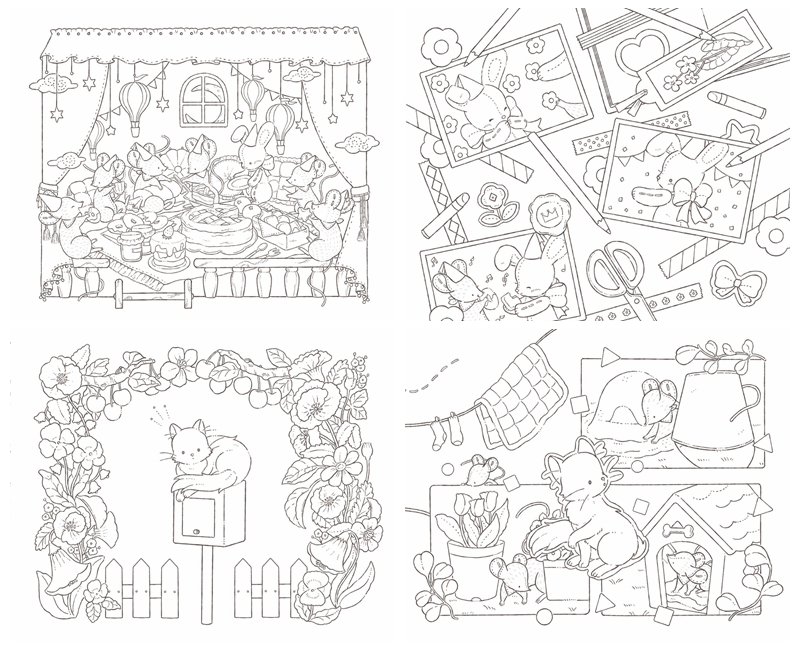 d Midnight Tea Party Coloring Book PDF | 60+ Cozy Animal Illustrations for Relaxing Nights Preview Download Kayliebooks