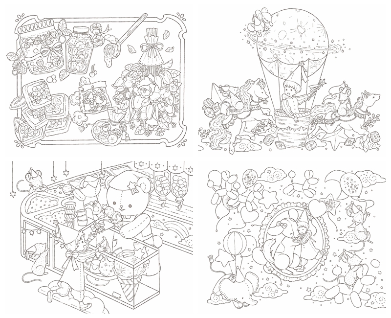 f Midnight Tea Party Coloring Book PDF | 60+ Cozy Animal Illustrations for Relaxing Nights Preview Download Kayliebooks
