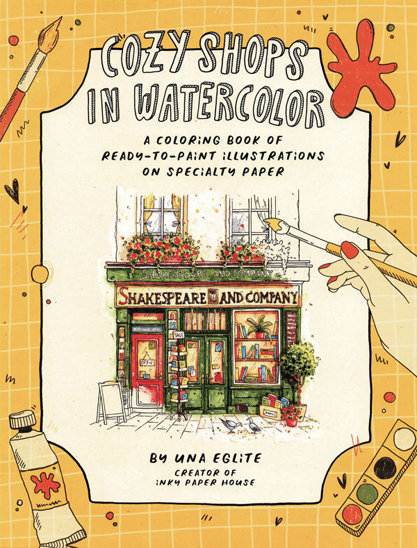 1425 A Coloring Book of Ready-to-paint Cozy Shops in Watercolor Preview Download Kayliebooks