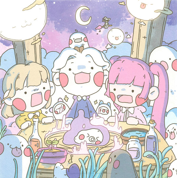 20260321172253_049 White Witch brews a potion with new friends under twin moons in this seasonal witch coloring book scene.