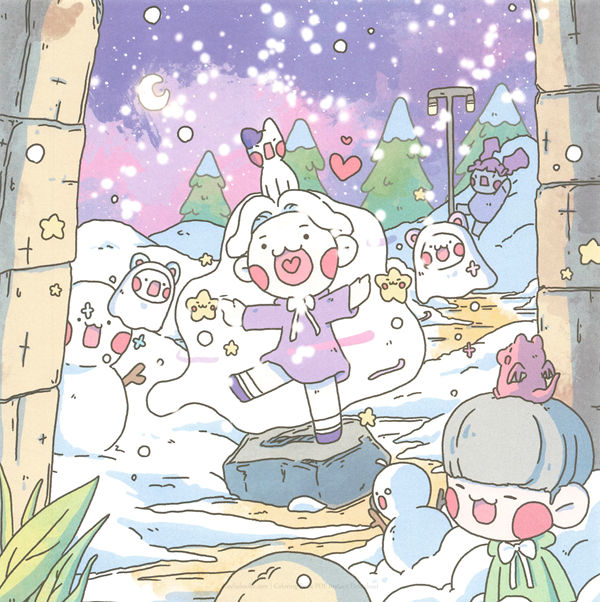 20260321172253_065 White Witch dances on a snowy stone amid smiling snowmen on this winter witch coloring page.