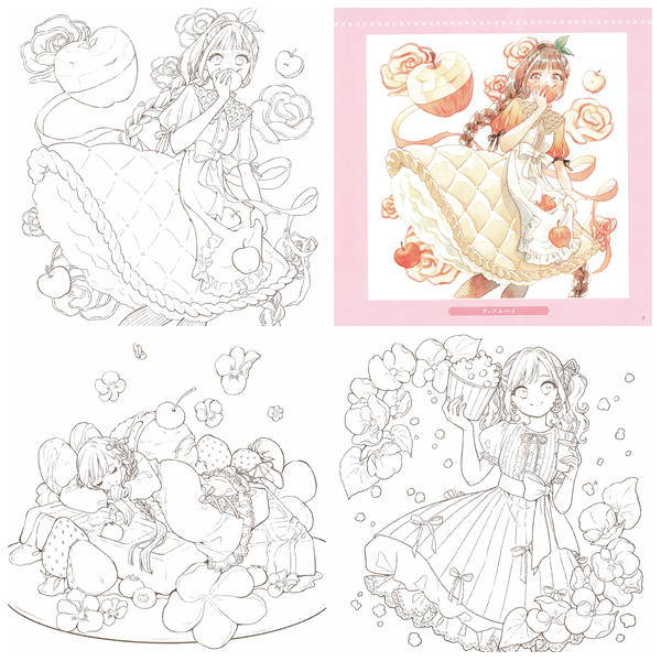 d Enchanting Anime Coloring Book – 40 Kawaii Girls & Dreamy Sweet Treats Coloring Pages | Cafeteria of Dreams by Yufuko Preview Download Kayliebooks