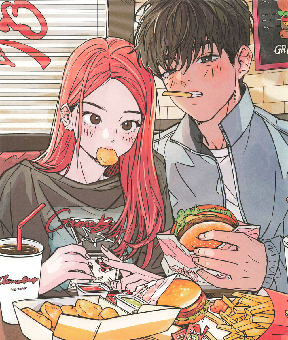 nostalgic-fashion-coloring-book-diner-page Nostalgic fashion coloring book page of a couple sharing burgers and fries in a retro diner booth.
