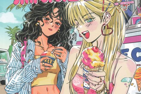 Dazzling CHIMO Kitsch High Teen Coloring Book: 56 Retro Fashion Pages for Teens & Adults Cover - Kayliebooks Kitsch high teen coloring book cover of two girls sharing ice cream cones outside a retro truck under palm trees.