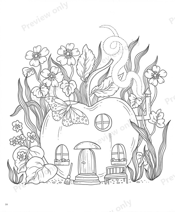 1503-20260321171527_029 Pumpkin-shaped fairy cottage with round windows and spring flowers, a cozy storybook house