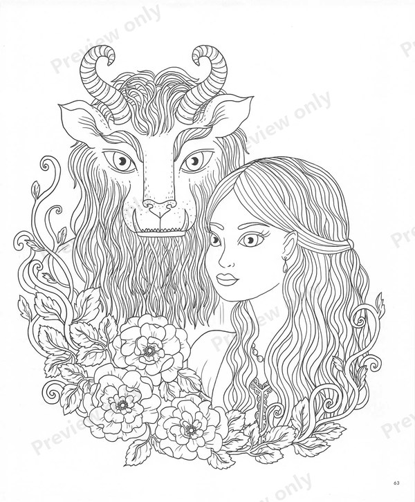 1503-20260321171527_064 Horned beast and a long-haired girl among roses, a Beauty and the Beast style page